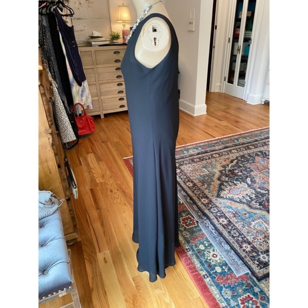 Alyn Paige Vintage Black Chiffon Maxi Dress‎ V-Back Ruffle Hem Size 5/6 - Picture 7 of 12